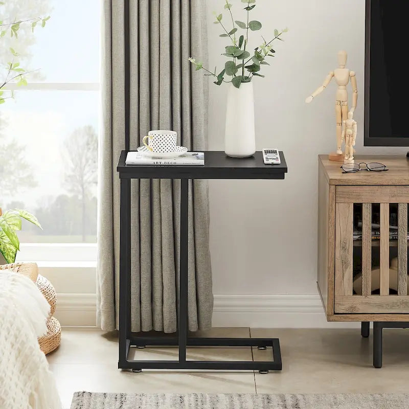 Ensemble de 3 tables basses et tables d'appoint en C noir/gris/marron pour salon