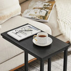 Ensemble de 3 tables basses et tables d'appoint en C noir/gris/marron pour salon