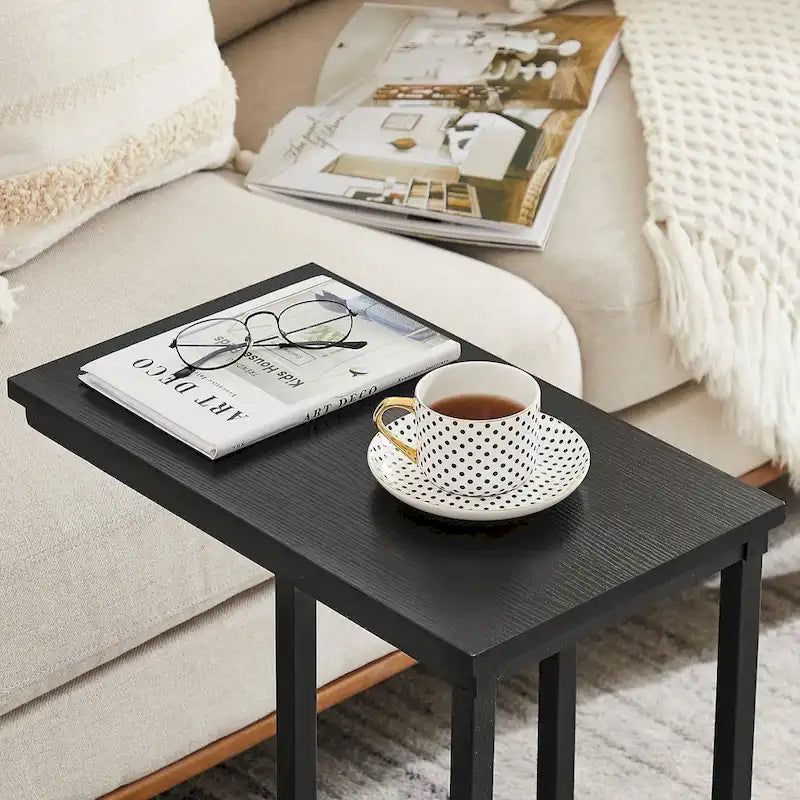 Ensemble de 3 tables basses et tables d'appoint en C noir/gris/marron pour salon