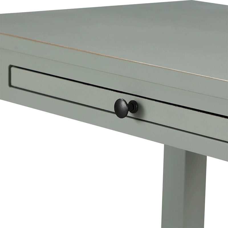 Table d'appoint à 3 niveaux avec tiroir et tablette coulissante, Bleu Marine / Gris Antique / Blanc Antique