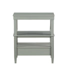 Table d'appoint à 3 niveaux avec tiroir et tablette coulissante, Bleu Marine / Gris Antique / Blanc Antique