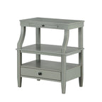 Table d'appoint à 3 niveaux avec tiroir et tablette coulissante, Bleu Marine / Gris Antique / Blanc Antique