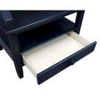 Table d'appoint à 3 niveaux avec tiroir et tablette coulissante, Bleu Marine / Gris Antique / Blanc Antique