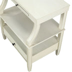 Table d'appoint à 3 niveaux avec tiroir et tablette coulissante, Bleu Marine / Gris Antique / Blanc Antique