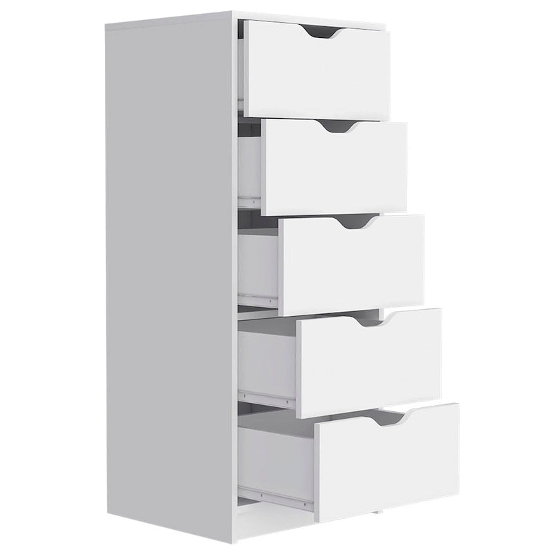 Commode étroite à 5 tiroirs, blanc/noir