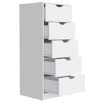 Commode étroite à 5 tiroirs, blanc/noir