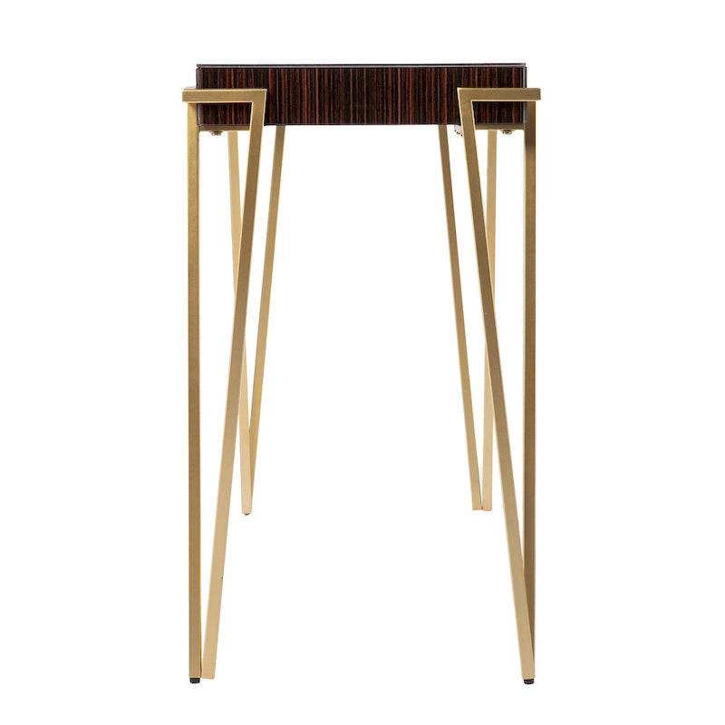 Console plateau verre marron/doré, 101,6 cm L — 1 pièce