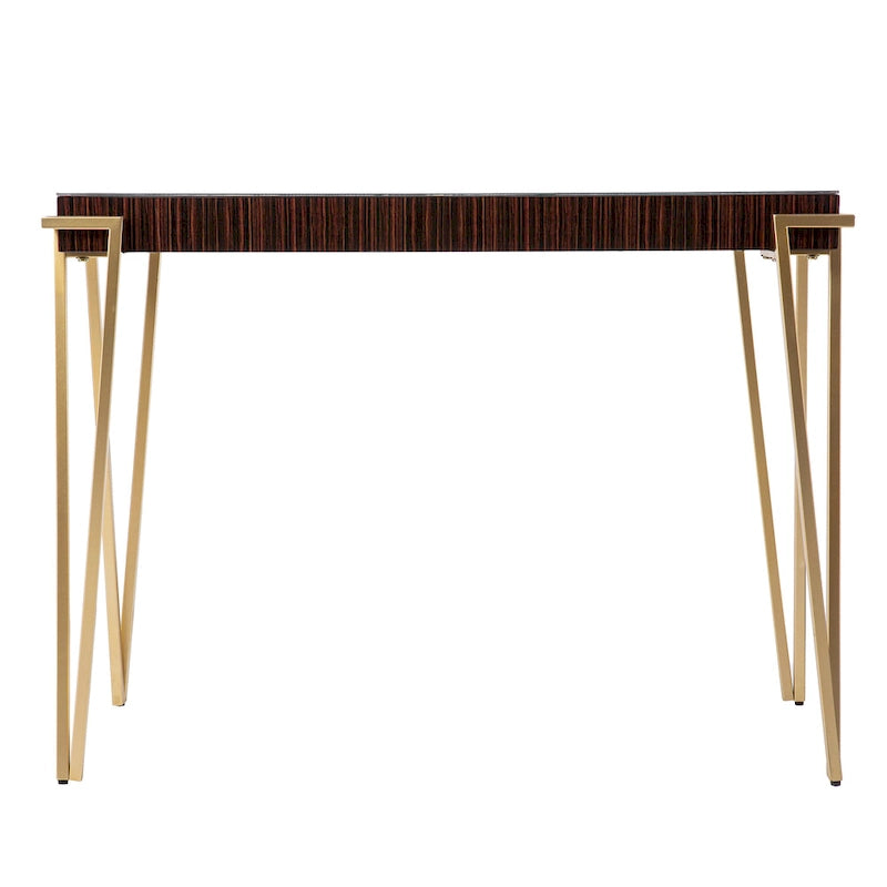 Console plateau verre marron/doré, 101,6 cm L — 1 pièce