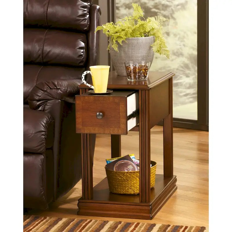 Table d'appoint contemporaine marron – Dessus en bois, 1 personne