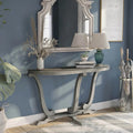 Console demi-ovale en chêne gris vintage, 48 po L x 16 po P x 29 po H