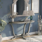 Console demi-ovale en chêne gris vintage, 48 po L x 16 po P x 29 po H