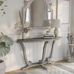 Console demi-ovale en chêne gris vintage, 48 po L x 16 po P x 29 po H