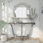 Console demi-ovale en chêne gris vintage, 48 po L x 16 po P x 29 po H