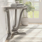 Console demi-ovale en chêne gris vintage, 48 po L x 16 po P x 29 po H