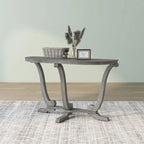 Console demi-ovale en chêne gris vintage, 48 po L x 16 po P x 29 po H
