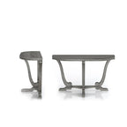 Console demi-ovale en chêne gris vintage, 48 po L x 16 po P x 29 po H