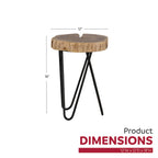 Table d'appoint ronde avec plateau à bords naturels marron/noir – Plateau en bois, pieds en métal noir, 1 personne