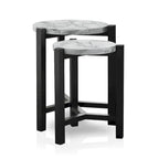 Table d'appoint gigogne Bittar de 50,8 cm avec plateau en faux marbre gris brun de Furniture of America