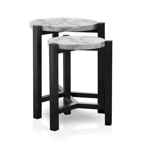 Table d'appoint gigogne Bittar de 50,8 cm avec plateau en faux marbre gris brun de Furniture of America