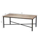 Table basse rectangulaire plateau bois, piètement en métal noir
