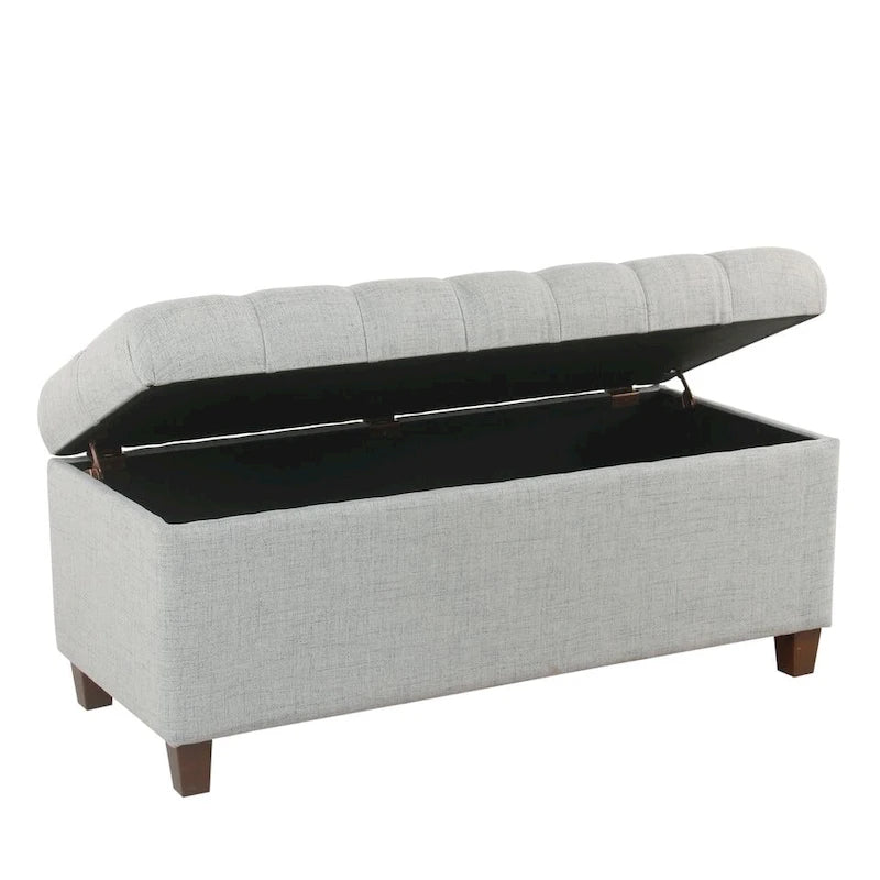 Banc de rangement capitonné bleu clair – 1 place
