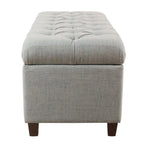 Banc de rangement capitonné bleu clair – 1 place