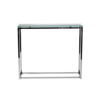 Console en verre clair/noir/doré sur patins, 1 étagère