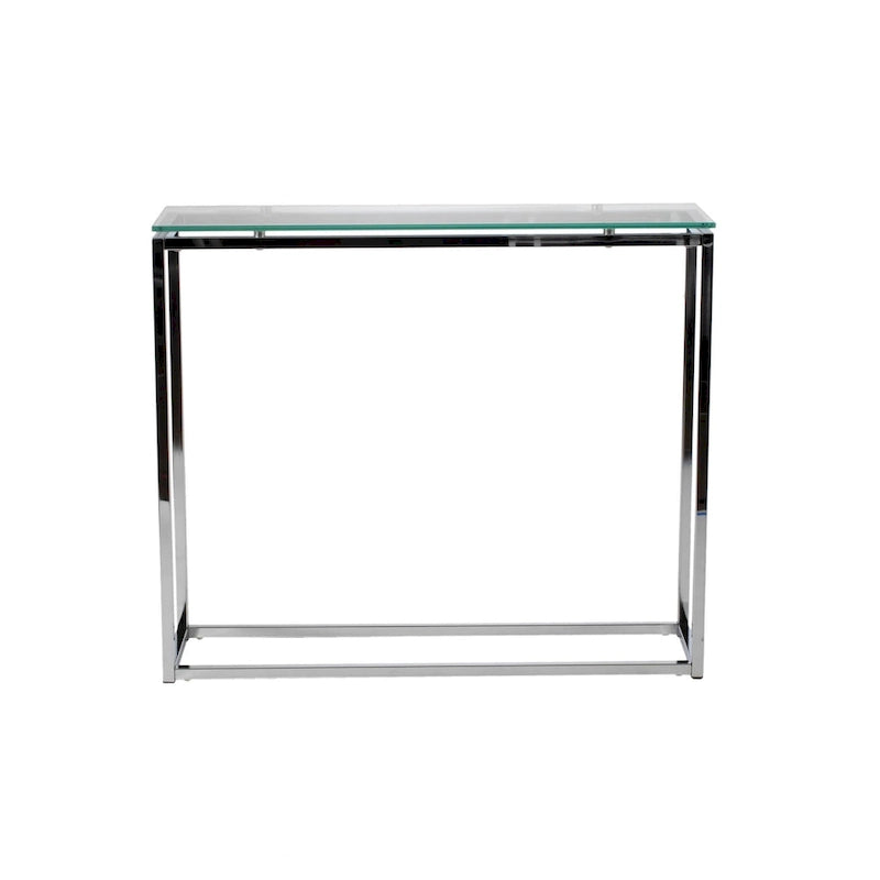 Console en verre clair/noir/doré sur patins, 1 étagère