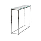Console en verre clair/noir/doré sur patins, 1 étagère