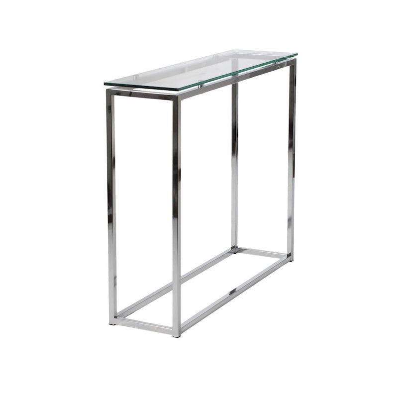 Console en verre clair/noir/doré sur patins, 1 étagère