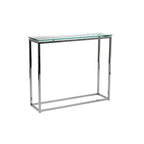Console en verre clair/noir/doré sur patins, 1 étagère