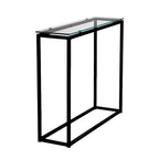 Console en verre clair/noir/doré sur patins, 1 étagère
