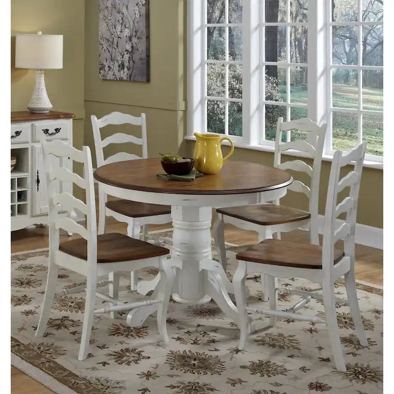 Table à manger ronde sur pied Off-White / Noir, 4 places