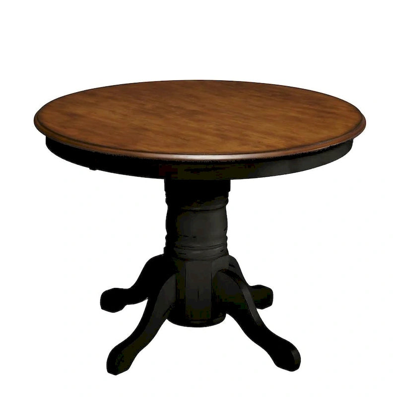 Table à manger ronde sur pied Off-White / Noir, 4 places