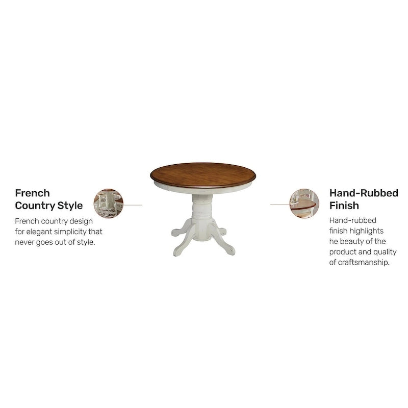 Table à manger ronde sur pied Off-White / Noir, 4 places