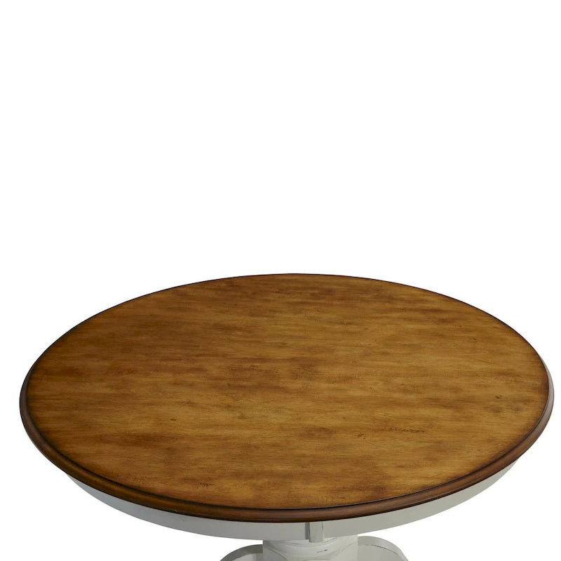 Table à manger ronde sur pied Off-White / Noir, 4 places