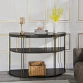 Table ronde à 2 niveaux avec étagère de rangement – Naturel/Noir, Table d'entrée / Basse / d'appoint, 1 à 4 places assises
