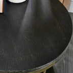 Table ronde à 2 niveaux avec étagère de rangement – Naturel/Noir, Table d'entrée / Basse / d'appoint, 1 à 4 places assises