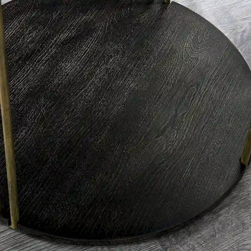 Table ronde à 2 niveaux avec étagère de rangement – Naturel/Noir, Table d'entrée / Basse / d'appoint, 1 à 4 places assises