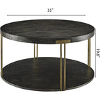 Table ronde à 2 niveaux avec étagère de rangement – Naturel/Noir, Table d'entrée / Basse / d'appoint, 1 à 4 places assises