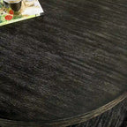 Table ronde à 2 niveaux avec étagère de rangement – Naturel/Noir, Table d'entrée / Basse / d'appoint, 1 à 4 places assises