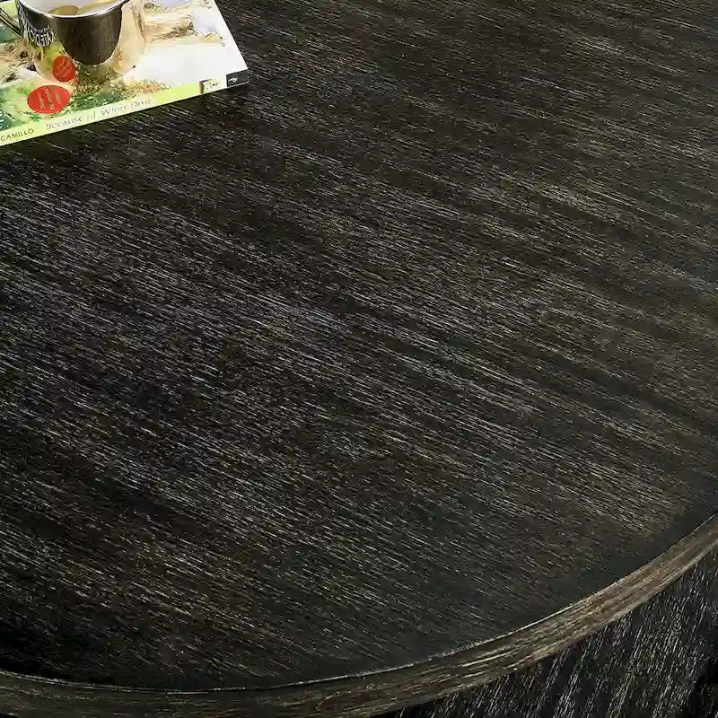 Table ronde à 2 niveaux avec étagère de rangement – Naturel/Noir, Table d'entrée / Basse / d'appoint, 1 à 4 places assises