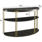 Table ronde à 2 niveaux avec étagère de rangement – Naturel/Noir, Table d'entrée / Basse / d'appoint, 1 à 4 places assises