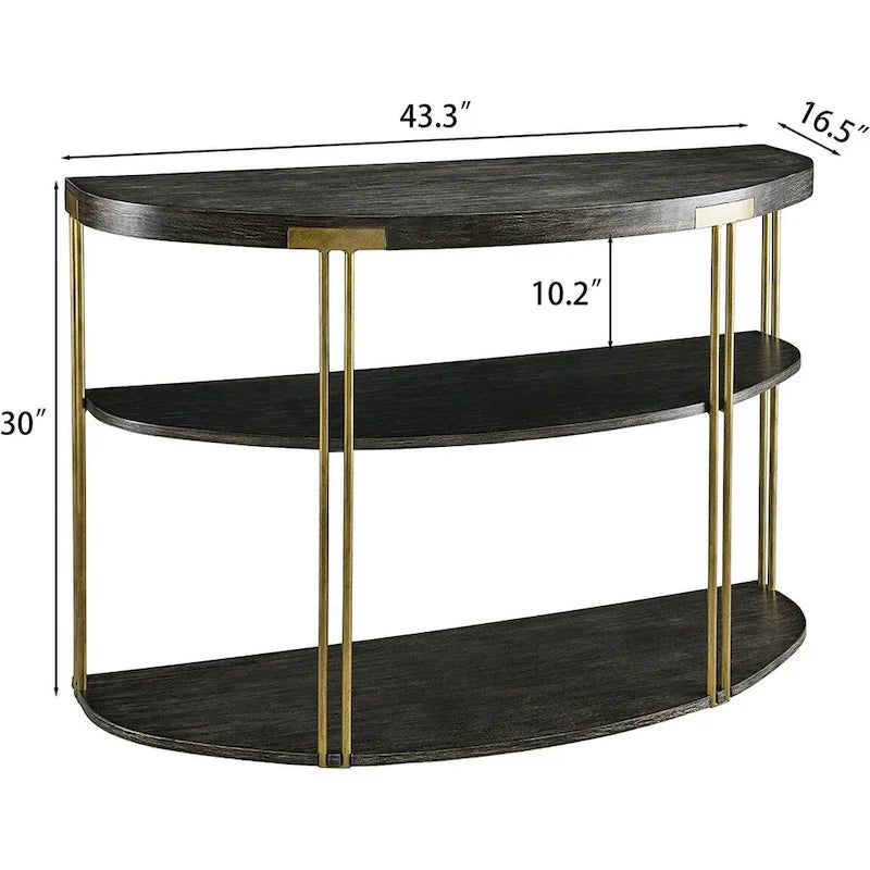 Table ronde à 2 niveaux avec étagère de rangement – Naturel/Noir, Table d'entrée / Basse / d'appoint, 1 à 4 places assises