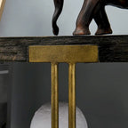 Table ronde à 2 niveaux avec étagère de rangement – Naturel/Noir, Table d'entrée / Basse / d'appoint, 1 à 4 places assises