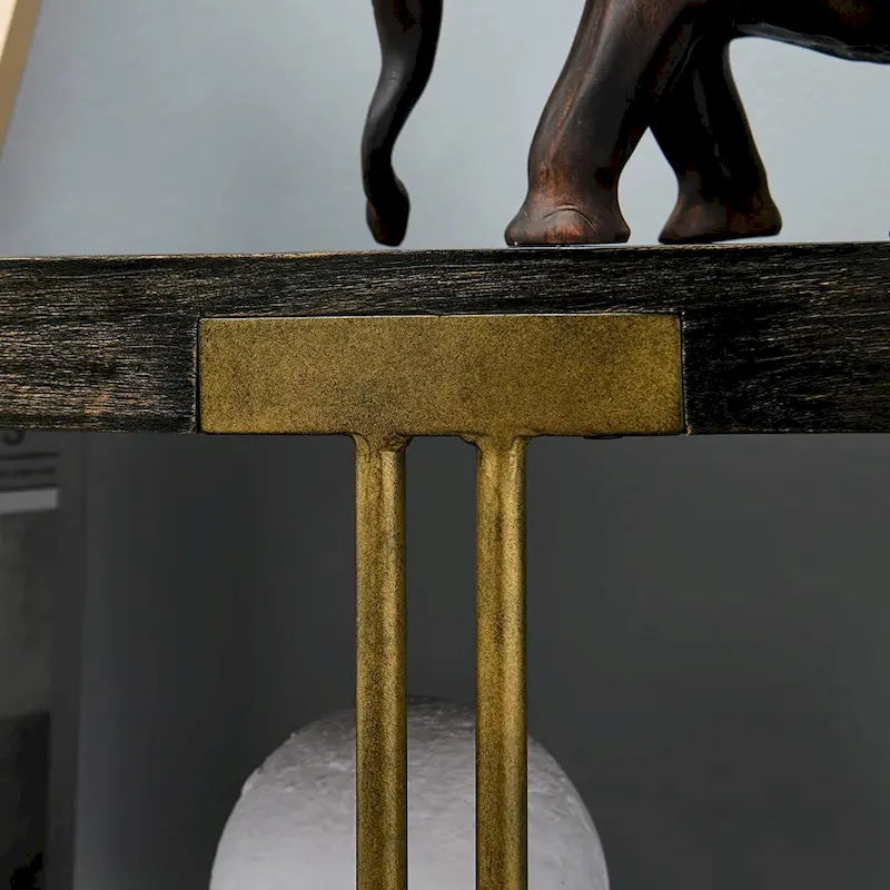 Table ronde à 2 niveaux avec étagère de rangement – Naturel/Noir, Table d'entrée / Basse / d'appoint, 1 à 4 places assises