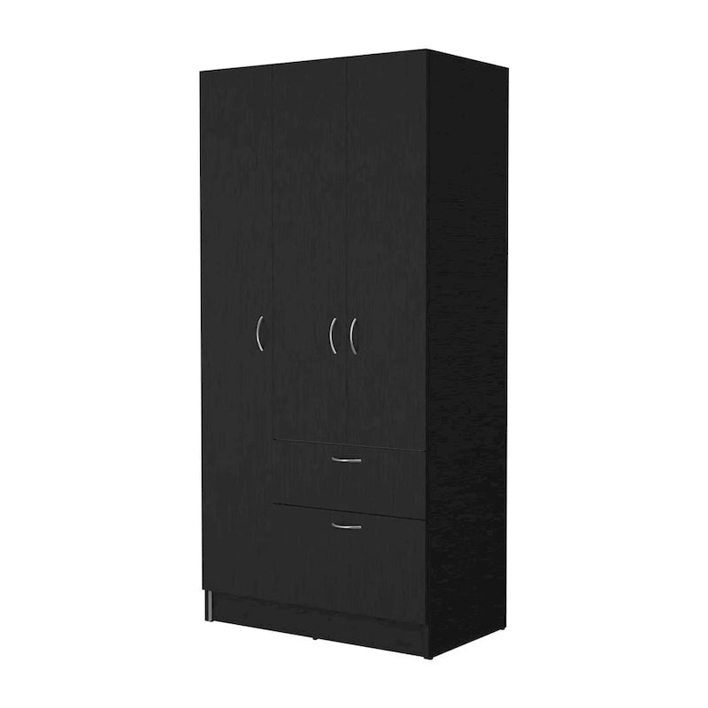Armoire penderie 2 portes 1 tiroir noire/blanche