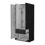 Armoire penderie 2 portes 1 tiroir noire/blanche