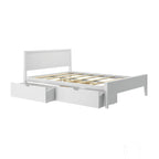 Lit queen-size blanc/argile avec tête de lit à panneaux et tiroirs de rangement – 2 places