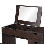 Ensemble de coiffeuse et tabouret de rangement pour 1 personne en noyer foncé, 36 po